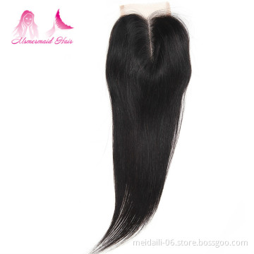Tangle Free Shedding Free Straight Hair Natural Color Virgin Brazilian 4*4 Lace Closure cheap human hair bundles